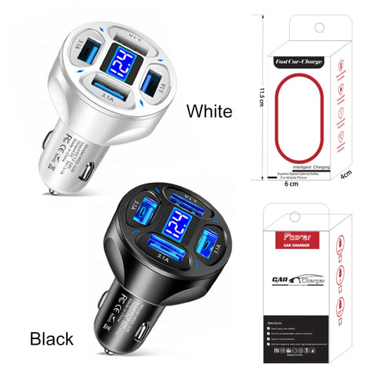 WGS-G36 3.1A 4 in 1 Digital Display Car Charger with Voltmeter (White) by buy2fix