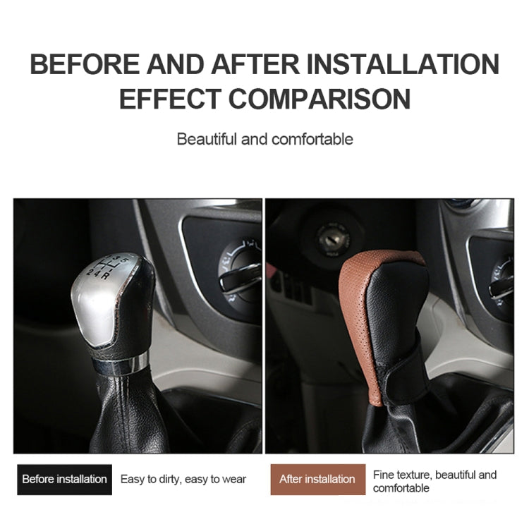 Universal Car PU Leather Gear Shift Knob Protective Cover (Black) by buy2fix