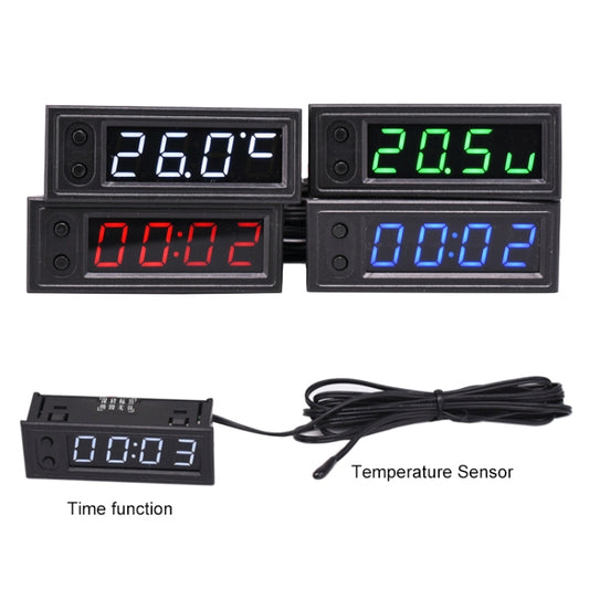 3 in 1 DC5-50V Car High-precision Electronic LED Luminous Clock + Thermometer + Voltmeter (Red) by buy2fix