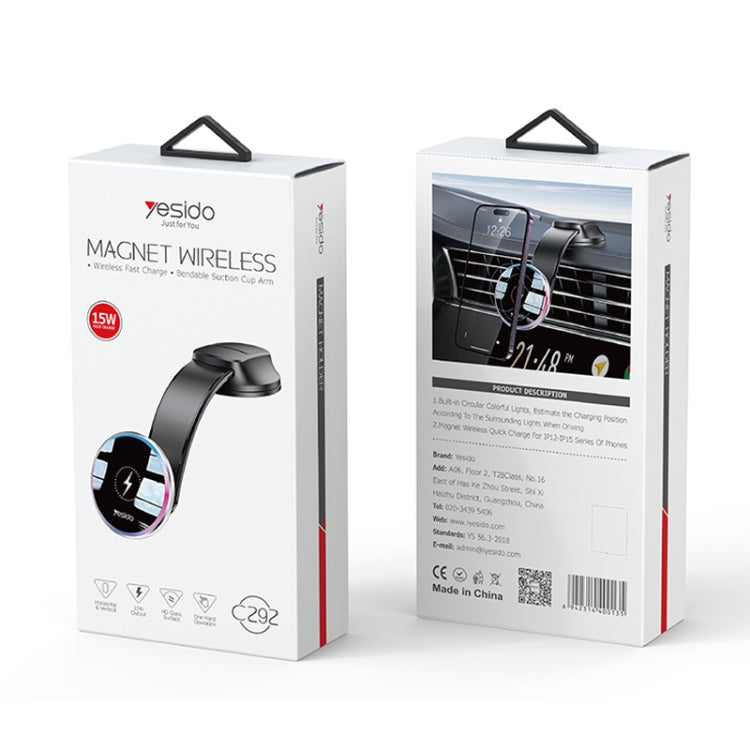 Yesido C292 15W Magnetic Suction Wireless Charging Car Holder by Yesido