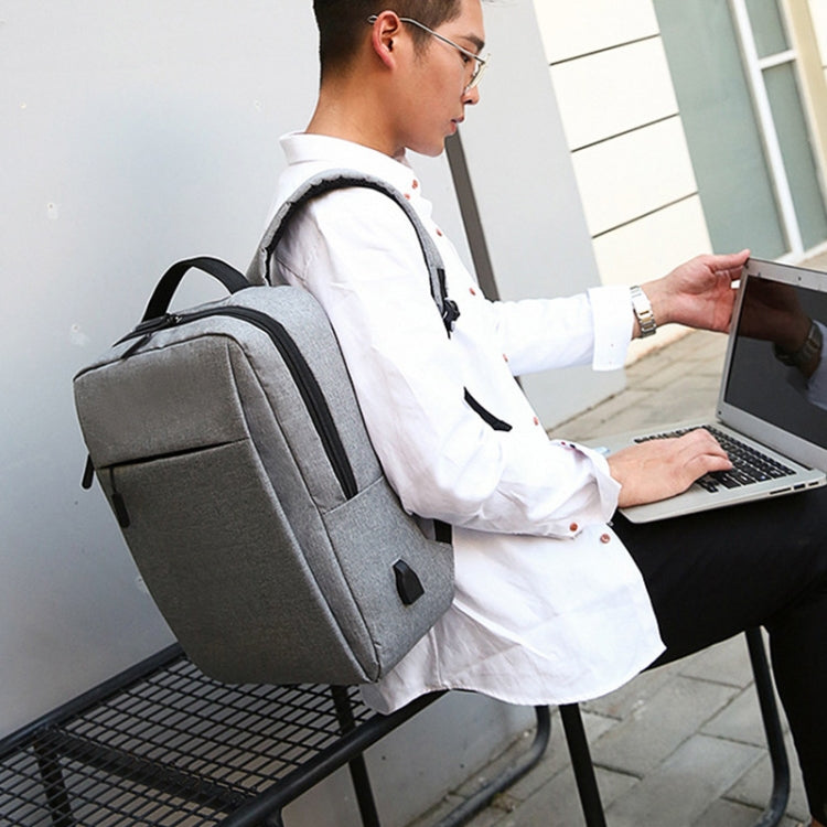 POFOKO Large-capacity Waterproof Oxford Cloth Business Casual Backpack with External USB Charging Design for 15.6 inch Laptops (Grey) by POFOKO