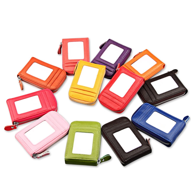 Genuine Cowhide Leather Solid Color Zipper Vertical Card Holder Wallet RFID Blocking Card Bag Protect Case with 12 Card Slots, Size: 11.5*7.5cm(Black) by buy2fix