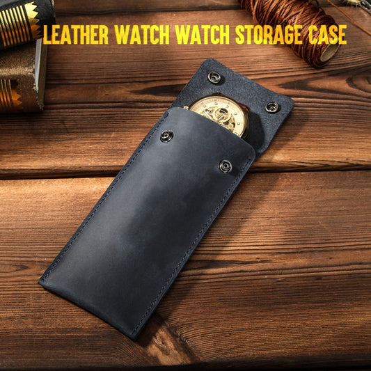 CONTACTS FAMILY CF1110 Universal Crazy Horse Leather Watch Protective Case Storage Bag for Apple Watch (Blue) by buy2fix