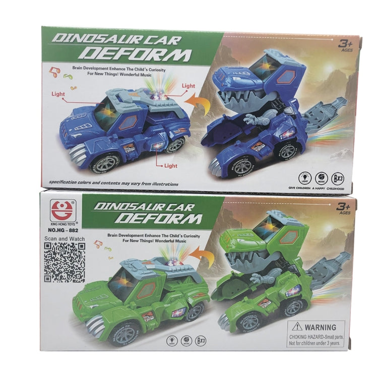 HG-882 Electric Dinosaur Deformation Car Toy Universal Light Music Toy (Blue) by buy2fix