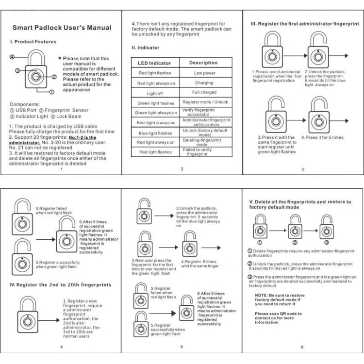 X007 Micro USB Charging Mini Metal Fingerprint Padlock Small Drawer Lock (Silver) by buy2fix