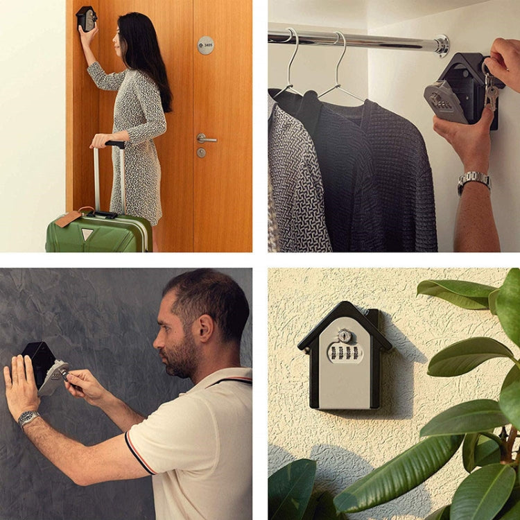 Hut Shape Password Lock Storage Box Security Box Wall Cabinet Safety Box, with 1 Key(Grey) by buy2fix