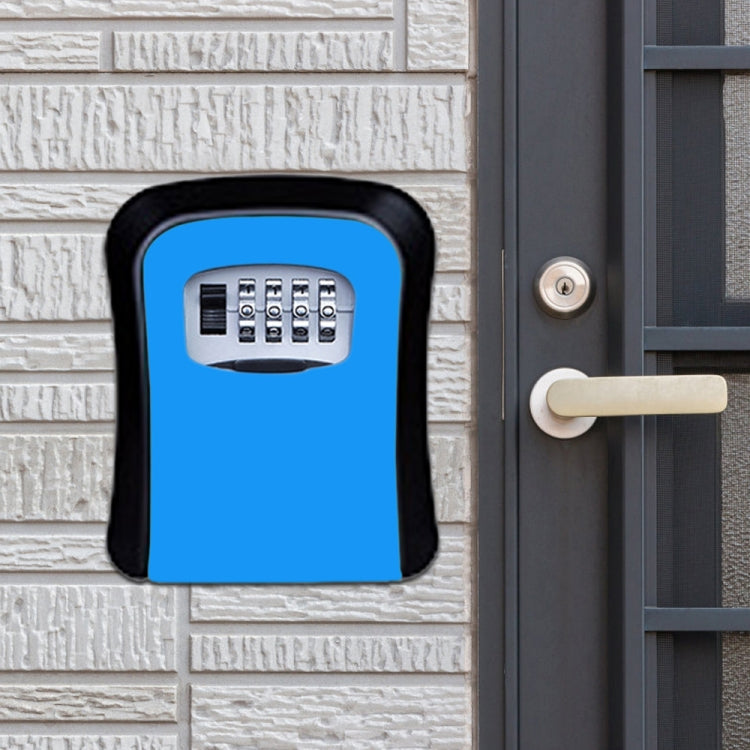 Password Lock Metal Storage Box Door Security Box Wall Cabinet Key Safety Box(Blue) by buy2fix