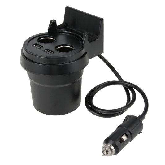 5V 1A+2.4A Two USB Ports & Two Car Cigarette Lighter Socket Car Charger with Holder Function by buy2fix