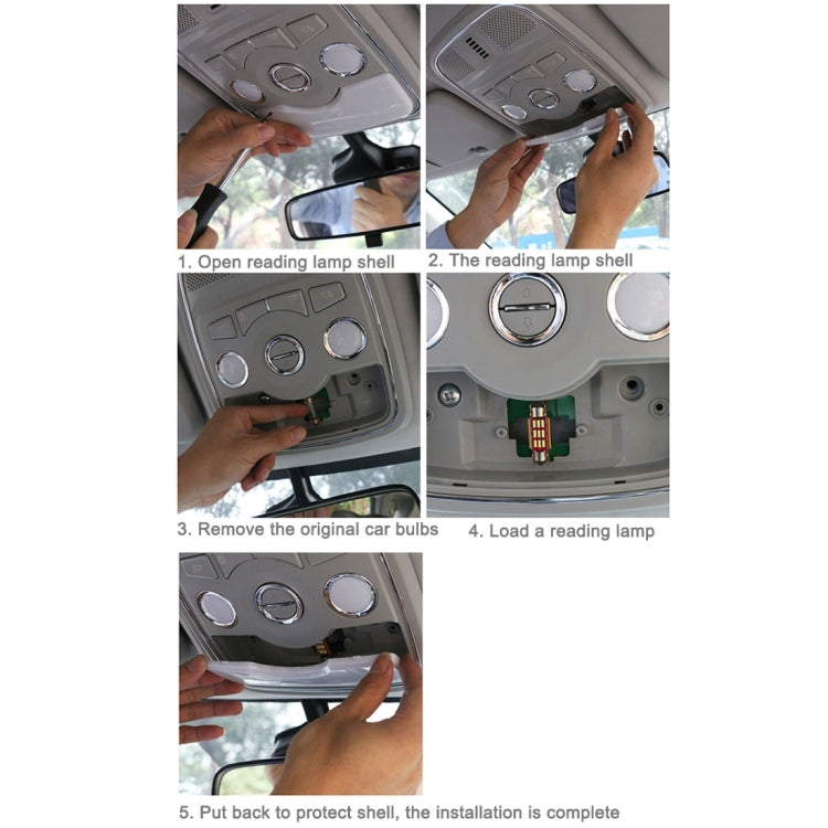 2 PCS 41mm Festoon 3W 300LM White Light 8 LED 3528 SMD Canbus Error-Free Car Reading Lamps, DC 12 by buy2fix