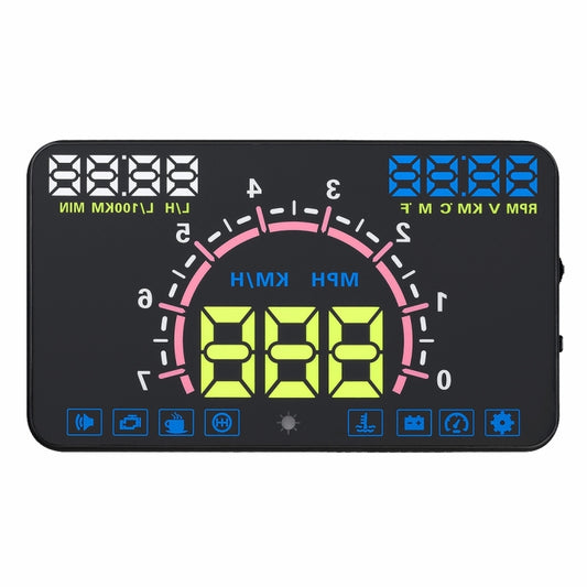 E350 5.8 inch Car HUD / OBD2 Vehicle-mounted Gator Automotive Head Up Display Security System with Multi-color LED, Support Car Real Speed & Turn Speed & Water Temperature & Oil Consumption & Driving ... peed Alarm, Mile Switching, Light Sensor Functions by buy2fix