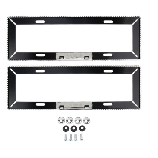 2 PCS Car License Plate Frames Car Styling License Plate Frame Aluminum Alloy Universal License Plate Holder Car Accessories(Black) by buy2fix