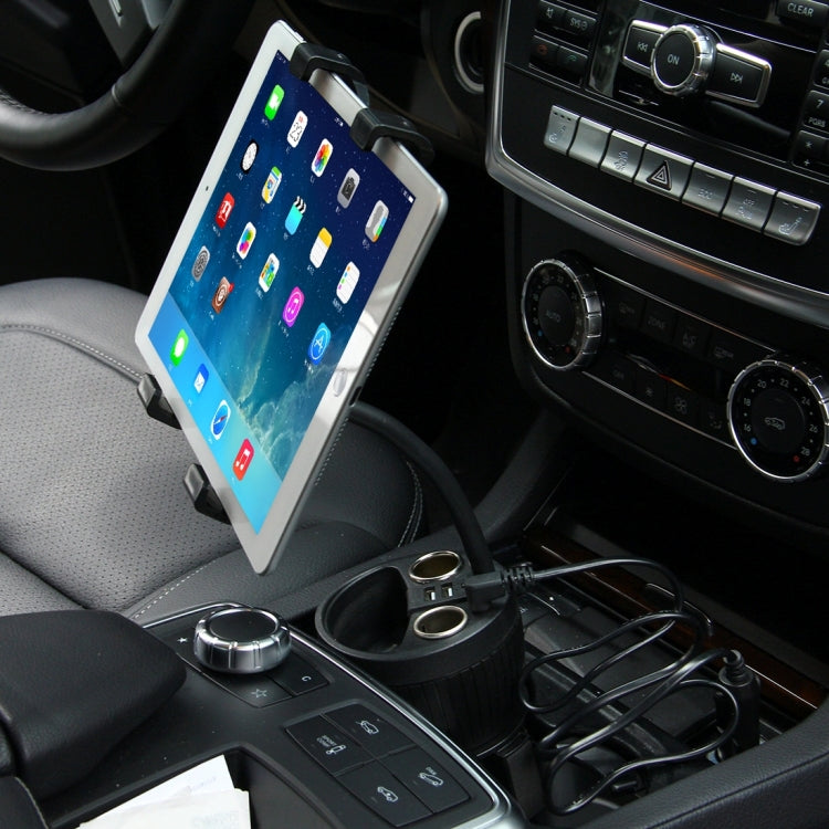 Olesson 2 in 1 Car Charger Cup Holder PowerCup Phone / Tablet Holder + 2.1A / 1A Dual-USB Ports Car Cigarette Lighter Socket Car Charger by buy2fix