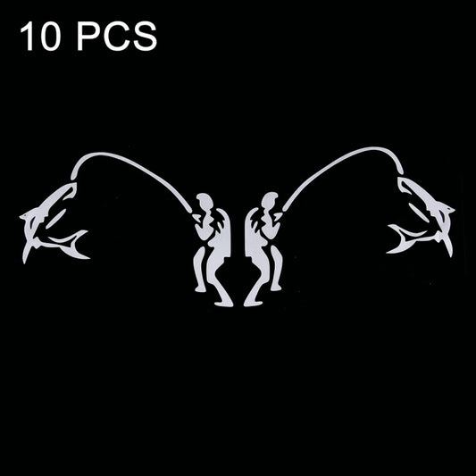 10 PCS Dual Funny Go Fishing Styling Reflective Car Sticker, Size: 25cm x 9.5cm(Silver) by buy2fix