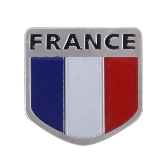 Shield Shape Metal Car Badge Decorative Sticker, Size: Small(French Flag) by buy2fix