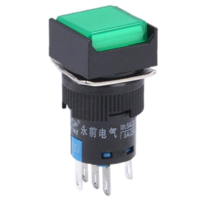 Car DIY Square Button Push Switch with LED Indicator, DC 24V(Green) by buy2fix