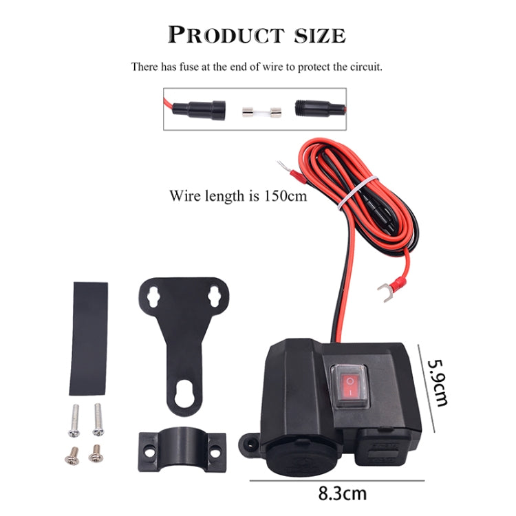 WUPP Multi-function WUPP 4 Motorcycle USB Charger Cigarette Lighter, with Blue Light by WUPP