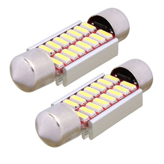 2 PCS Festoon 36mm 2W 160LM White Light 16 LED SMD 4014 Error Free License Plate Lights Car Light Bulb by buy2fix