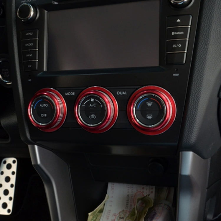 3 PCS Car Aluminum Air Conditioner Knob Case For Subaru(Red) by buy2fix