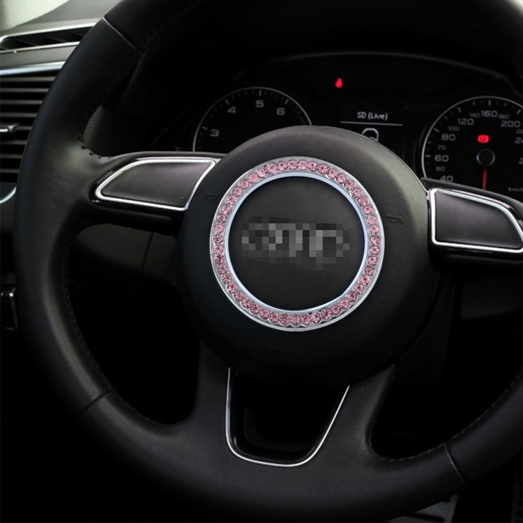 Universal Car Aluminum Steering Wheel Decoration Ring with Diamond For Start Stop Engine System(Pink) by buy2fix