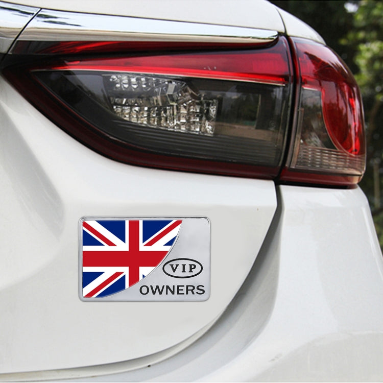 Universal Car UK Flag Rectangle Shape VIP Metal Decorative Sticker (Silver) by buy2fix