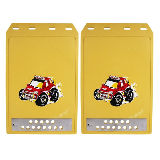 Premium Heavy Duty Molded Splash Front and Rear Mud Flaps Guards, Medium Size, Random Pattern Delivery(Yellow) by buy2fix