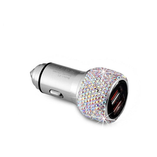 Car Diamond Aluminium Alloy QC3.0 Dual USB Quick Charger(Colour) by buy2fix