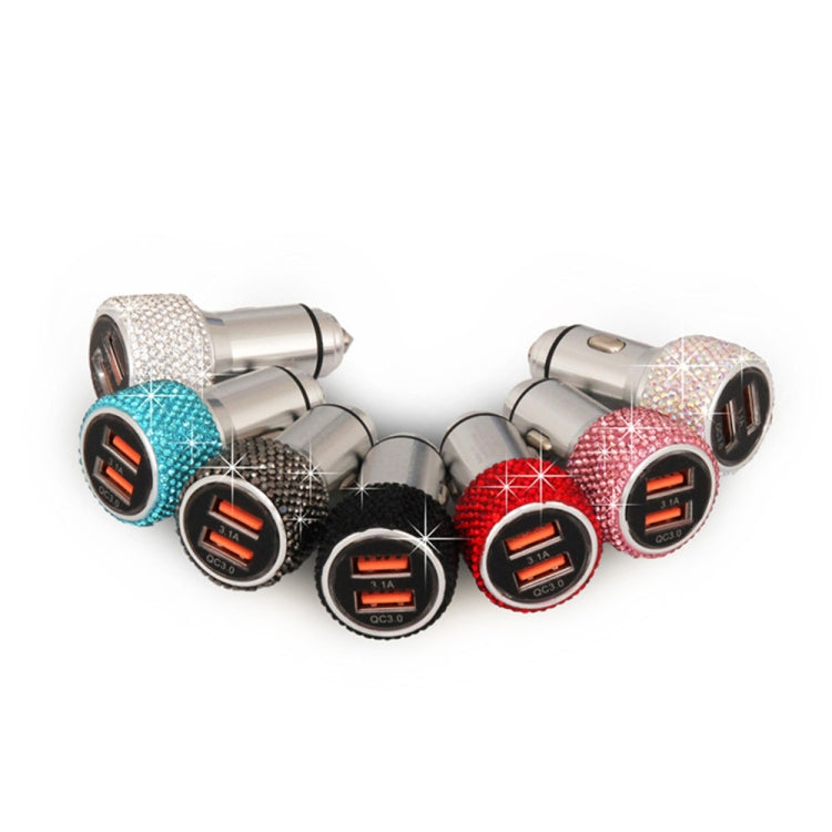 Car Diamond Aluminium Alloy QC3.0 Dual USB Quick Charger(Colour) by buy2fix
