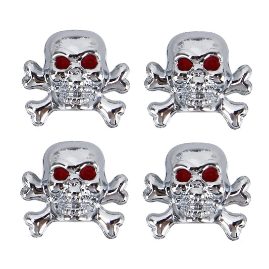4 PCS Universal Skull Shape Gas Cap Mouthpiece Cover Gas Cap Tire Cap Car Motor Bicycle Tire Valve Caps(Silver) by buy2fix