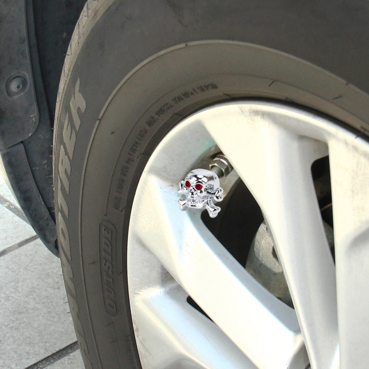 4 PCS Universal Skull Shape Gas Cap Mouthpiece Cover Gas Cap Tire Cap Car Motor Bicycle Tire Valve Caps(Silver) by buy2fix