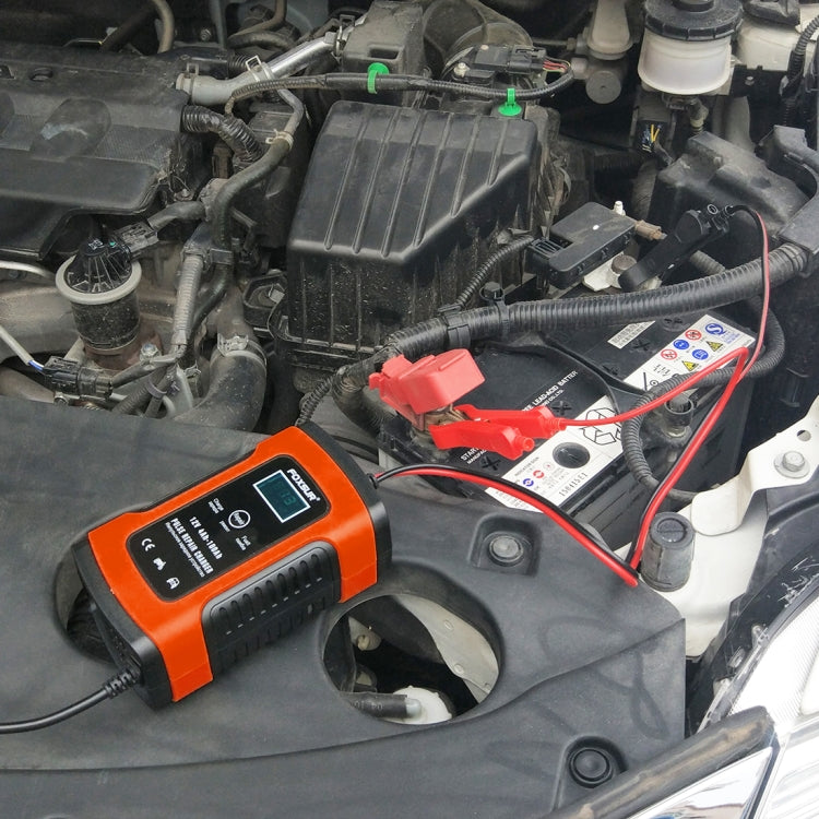 FOXSUR 12V 6A Intelligent Universal Battery Charger for Car Motorcycle, Length: 55cm, EU Plug(Red) by FOXSUR