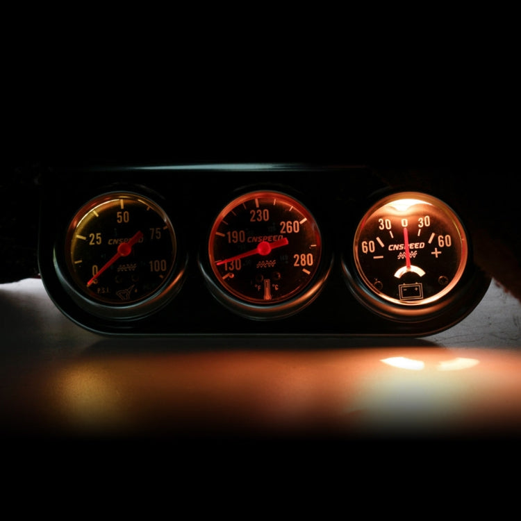 52mm 12V Universal Car Modified Triple Meter 3 in 1 Gauge Oil Press Gauge + Water Temperature Gauge + Ammeter, with Sensor by buy2fix
