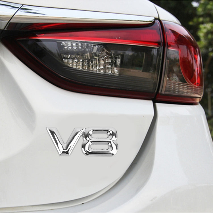 V8 Connect Shape Car Metal Body Decorative Sticker, Size : L (Silver) by buy2fix