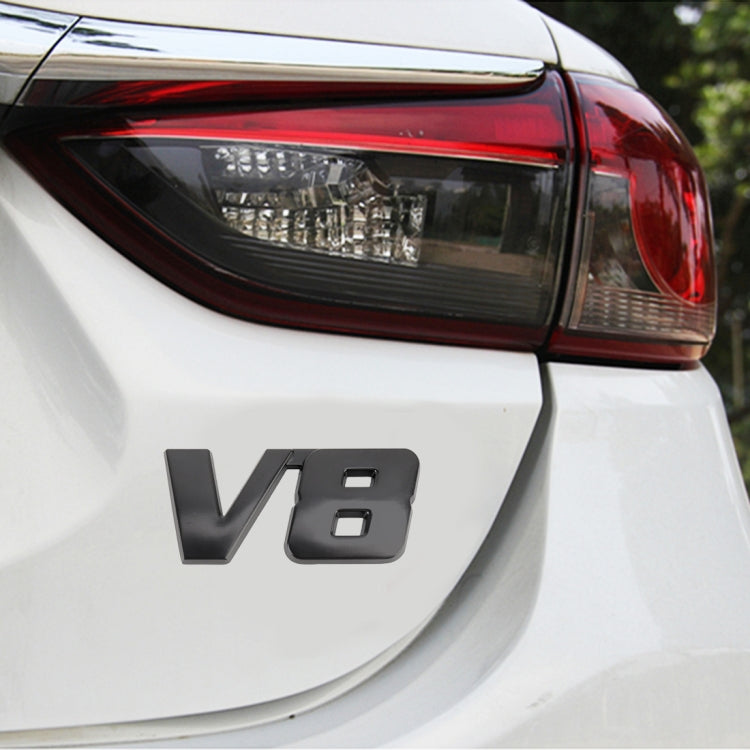 V8 Connect Shape Car Metal Body Decorative Sticker, Size : S (Black) by buy2fix