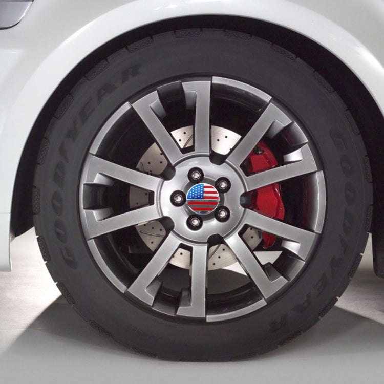4 PCS USA Flag Metal Car Sticker Wheel Hub Caps Centre Cover Decoration by buy2fix