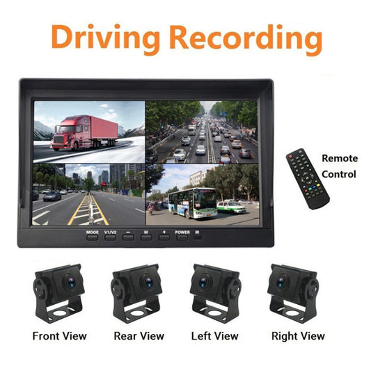 PZ612-4AHD IP67 120 Degree Car AHD 1080P 2 Megapixels 10 inch 4-Way Rearview Mirror Monitor, Night Vision Full Color, with Video Function by buy2fix