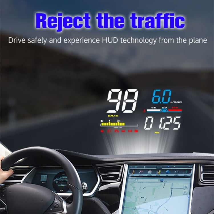 D5000 OBD2 5 inch Vehicle-mounted Head Up Display Security System, Support Car Speed / Engine Revolving Speed Display / Water Temperature / Battery Voltage / Detection and Elimination Fault Code by buy2fix