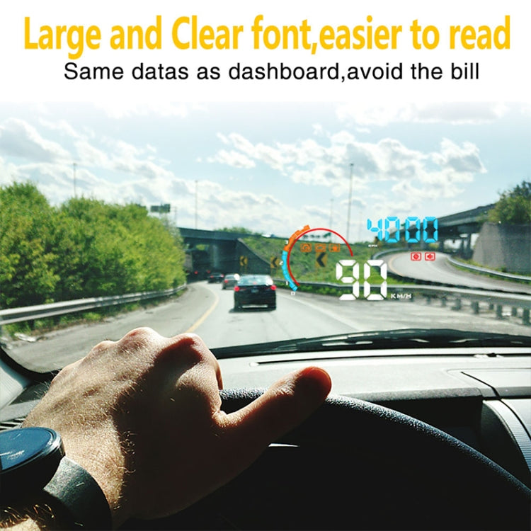 D2500 OBD2+GPS 4 inch Vehicle-mounted Head Up Display Security System, Support Car Speed / Engine Revolving Speed Display / Water Temperature / Battery Voltage / Running Speed & Direction & Distance by buy2fix