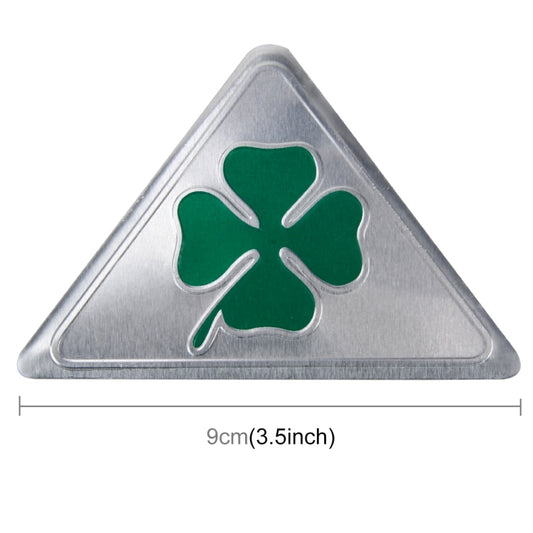 Four Leaf Clover Herb Luck Symbol Aluminum Slim Triangle Badge Emblem Labeling Sticker Styling Car Dashboard Decoration by buy2fix