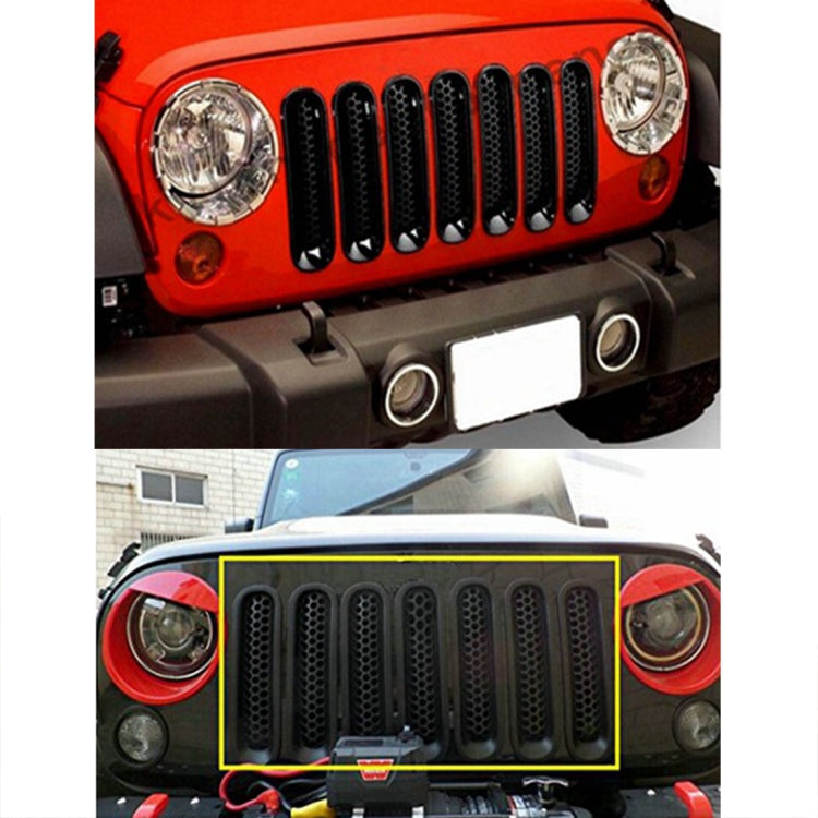 7 PCS Car Front Racing Front Grille Grid Insect Net for Jeep Wrangler JK 2007-2017 by buy2fix