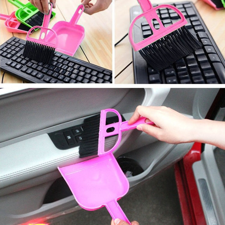 Mini Desktop Car Keyboard Sweep Cleaning Brush Small Broom Dustpan Set(Magenta) by buy2fix