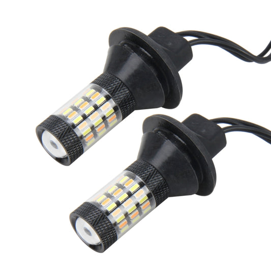 2 PCS 3156 5W 450LM 60LEDs DC 12V SMD-4014 Car Auto Brake Light Turn Signal Lights Car Source Set(White Light+Yellow Light), Cable Length: 40cm by buy2fix