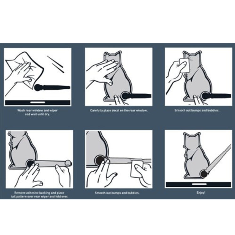 Vehicle Car Rear Windshield Window Wiper Reflective Self-Adhesive Frowning Cat Moving Tail Vinyl Decal Sticker by buy2fix