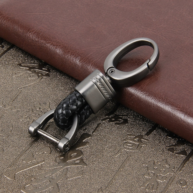 Weaving Band Metal Car Key Ring Braided Belt Key Chain(Black) by buy2fix