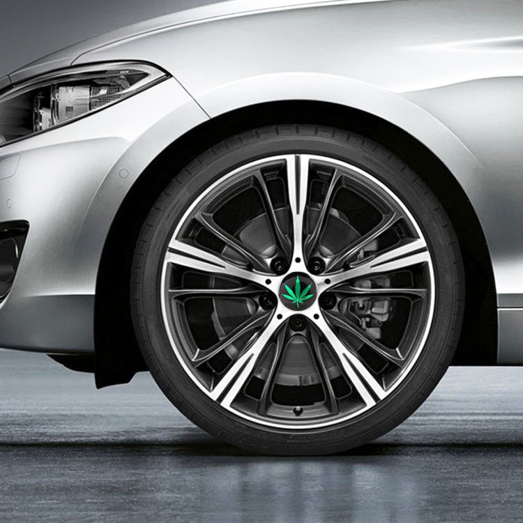 4 PCS Car-Styling Green Leaves Pattern Metal Wheel Hub Decorative Sticker, Diameter: 5.8cm by buy2fix