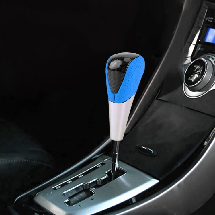Universal High Carbon Fiber Texture Leather Hole Pattern Car Gear Shift Knob Modified Shifter Lever Knob by buy2fix