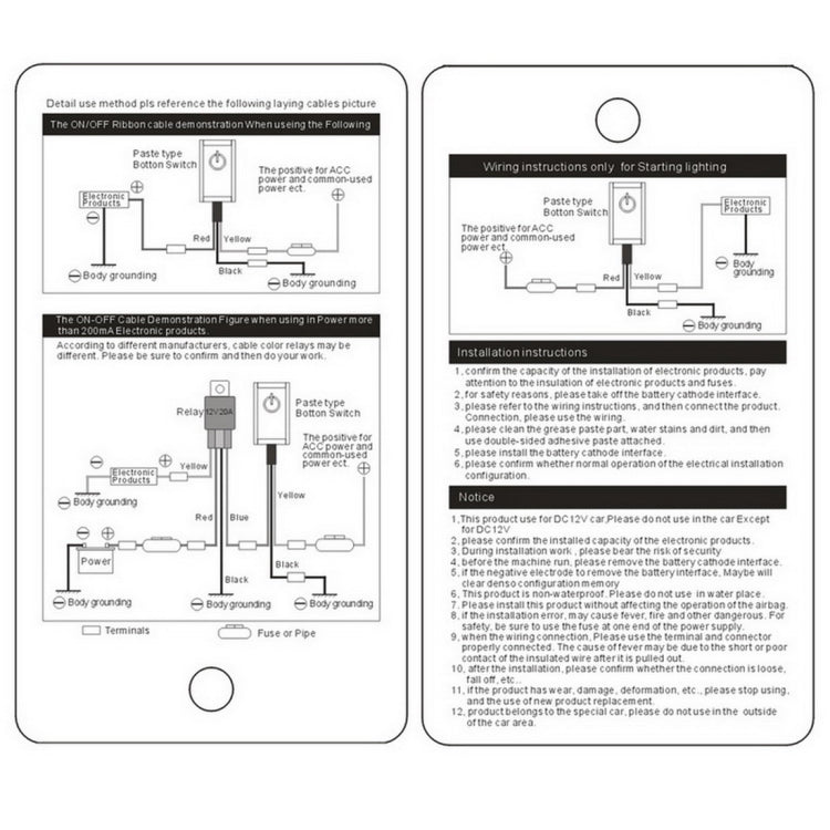 Jtron Car DIY Switch Paste Type Button Switch Paste Type Button Switch Double Sided with Adhesive Tape OFF/ON DC 12V/200mA by buy2fix