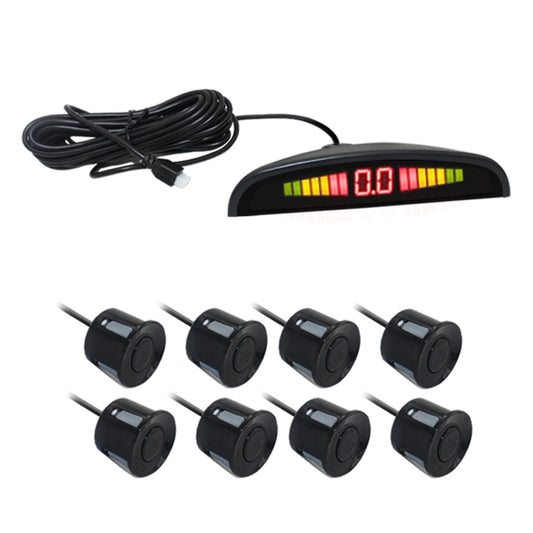 PZ-300-8 Car Parking Reversing Buzzer LED Monitor Parking Alarm Assistance System with 4*7m Front Sensors and 4*2.5m Rear Sensors by buy2fix
