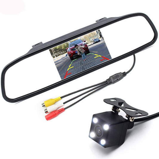 PZ603 Car Video Monitor HD Auto Parking LED Night Vision CCD Reverse Rear View Camera with 4.3 inch Car Rear View Mirror by buy2fix