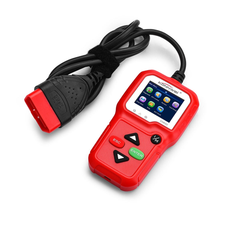 KONNWEI KW680 Mini OBDII Car Auto Diagnostic Scan Tools Auto Scan Adapter Scan Tool (Can Detect Battery and Voltage, Only Detect 12V Gasoline Car)(Red) by KONNWEI
