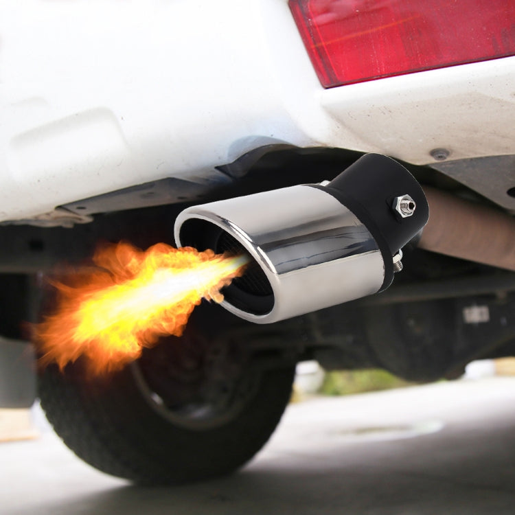 Universal Car Styling Stainless Steel Curved Bolt-on Exhaust Tail Muffler Tip Pipe with Mesh(Black) by buy2fix